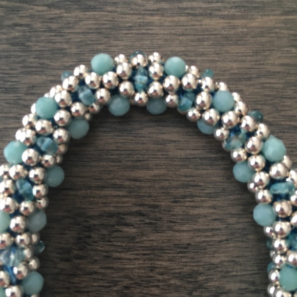 Sterling Silver, Amazonite & Kyanite Beaded Bracelet - Picture 4 of 4